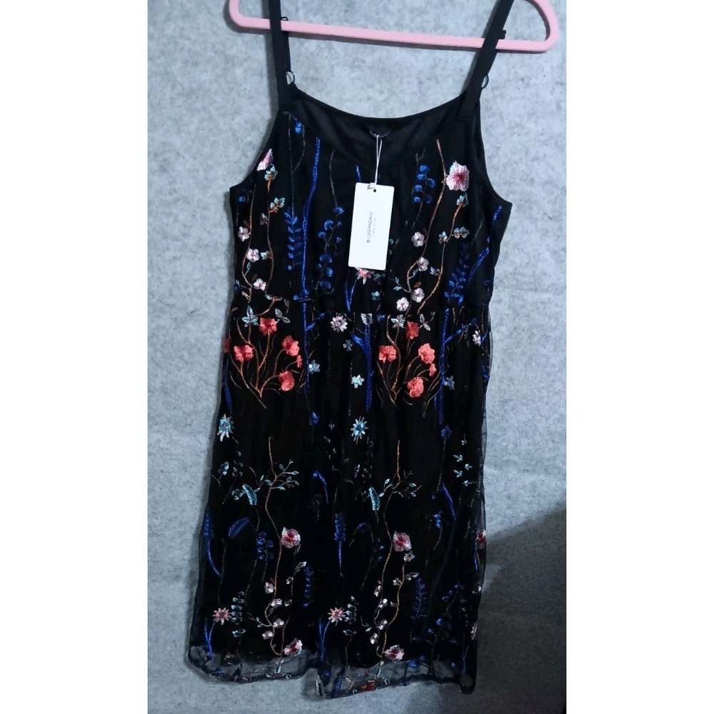 BloomChic L Midi Dress NWT 14-16 Black Lined Floral Embroidered Mesh Whimsigoth